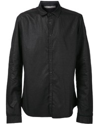 schwarzes Lederlangarmhemd