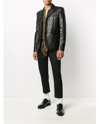 schwarzes Ledersakko von Saint Laurent