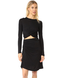 schwarzes leichtes Kleid mit geometrischem Muster