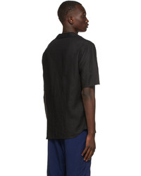 schwarzes Leinen Kurzarmhemd von Giorgio Armani