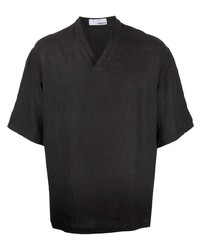 schwarzes Leinen Kurzarmhemd von Costumein