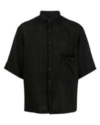 schwarzes Leinen Kurzarmhemd von Costumein