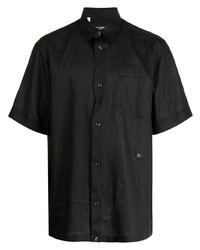 schwarzes Leinen Kurzarmhemd von Dolce & Gabbana