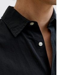schwarzes Leinen Kurzarmhemd von Jack & Jones PlusSize