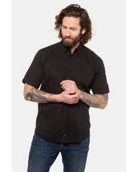 schwarzes Leinen Kurzarmhemd von JP1880