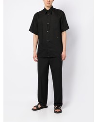 schwarzes Leinen Kurzarmhemd von Dolce & Gabbana