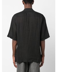 schwarzes Leinen Kurzarmhemd von 120% Lino