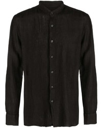 schwarzes Leinen Langarmhemd von 120% Lino