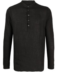 schwarzes Leinen Langarmhemd von 120% Lino