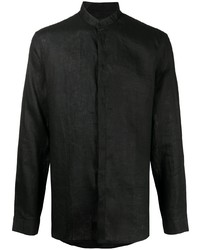 schwarzes Leinen Langarmhemd von Armani Exchange