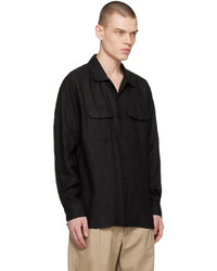 schwarzes Leinen Langarmhemd von Engineered Garments