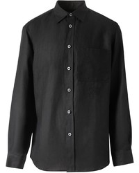 schwarzes Leinen Langarmhemd von Burberry
