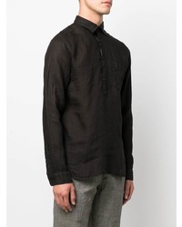 schwarzes Leinen Langarmhemd von Dell'oglio