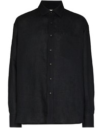 schwarzes Leinen Langarmhemd von COMMAS