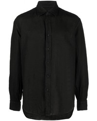 schwarzes Leinen Langarmhemd von Costumein
