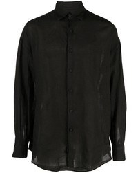 schwarzes Leinen Langarmhemd von Costumein
