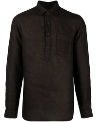 schwarzes Leinen Langarmhemd von Dell'oglio