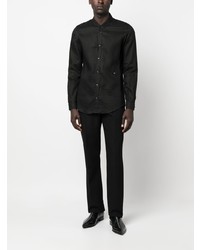 schwarzes Leinen Langarmhemd von Dolce & Gabbana