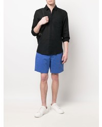 schwarzes Leinen Langarmhemd von Calvin Klein