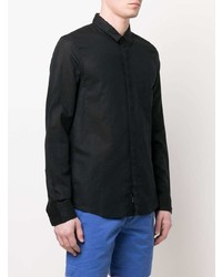 schwarzes Leinen Langarmhemd von Calvin Klein