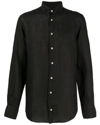 schwarzes Leinen Langarmhemd von MC2 Saint Barth