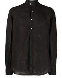 schwarzes Leinen Langarmhemd von MC2 Saint Barth