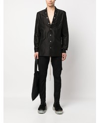 schwarzes Leinen Langarmhemd von Rick Owens