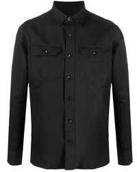 schwarzes Leinen Langarmhemd von Tom Ford
