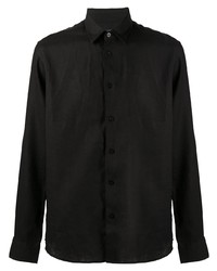 schwarzes Leinen Langarmhemd von Vilebrequin