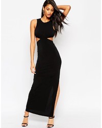 schwarzes Maxikleid mit Ausschnitten von Asos