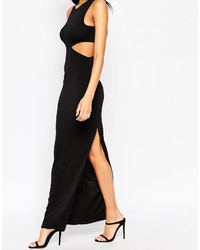 schwarzes Maxikleid mit Ausschnitten von Asos