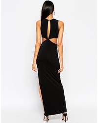 schwarzes Maxikleid mit Ausschnitten von Asos