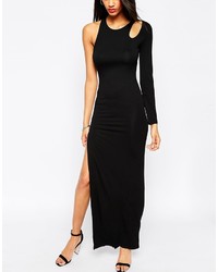 schwarzes Maxikleid mit Ausschnitten von Asos