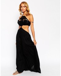 schwarzes Maxikleid mit Ausschnitten von Asos