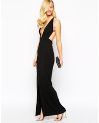 schwarzes Maxikleid mit Ausschnitten von SOLACE London