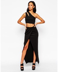 schwarzes Maxikleid mit Ausschnitten von Asos