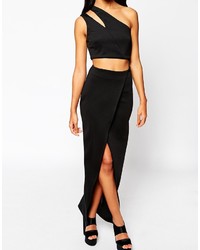 schwarzes Maxikleid mit Ausschnitten von Asos