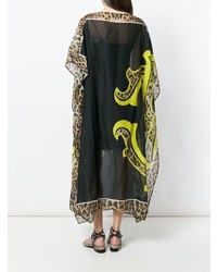 schwarzes Maxikleid mit Leopardenmuster von Roberto Cavalli