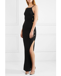 schwarzes Maxikleid mit Schlitz von Balmain