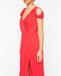 schwarzes Maxikleid mit Schlitz von Asos