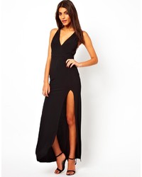 schwarzes Maxikleid mit Schlitz von Asos