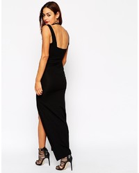 schwarzes Maxikleid mit Schlitz von Asos