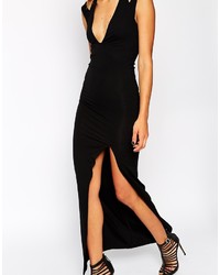 schwarzes Maxikleid mit Schlitz von Asos