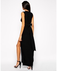 schwarzes Maxikleid mit Schlitz von Asos