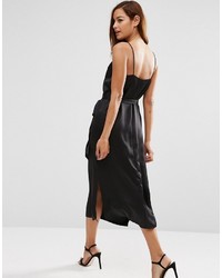 schwarzes Midikleid aus Satin von Asos