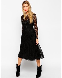 schwarzes Midikleid aus Spitze von Asos