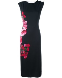 schwarzes Midikleid mit Blumenmuster von Dolce & Gabbana