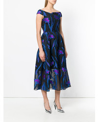 schwarzes Midikleid mit Blumenmuster von Roland Mouret