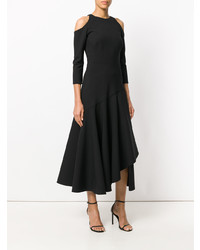 schwarzes Midikleid mit Rüschen von Temperley London