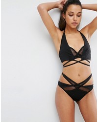 schwarzes Netz Bikinioberteil von Asos